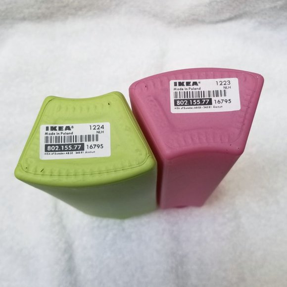 🆕️ PAIR of Vintage IKEA Somrig Painted Glass Bud Vase Pink Green 1990's 90's - Picture 6 of 6